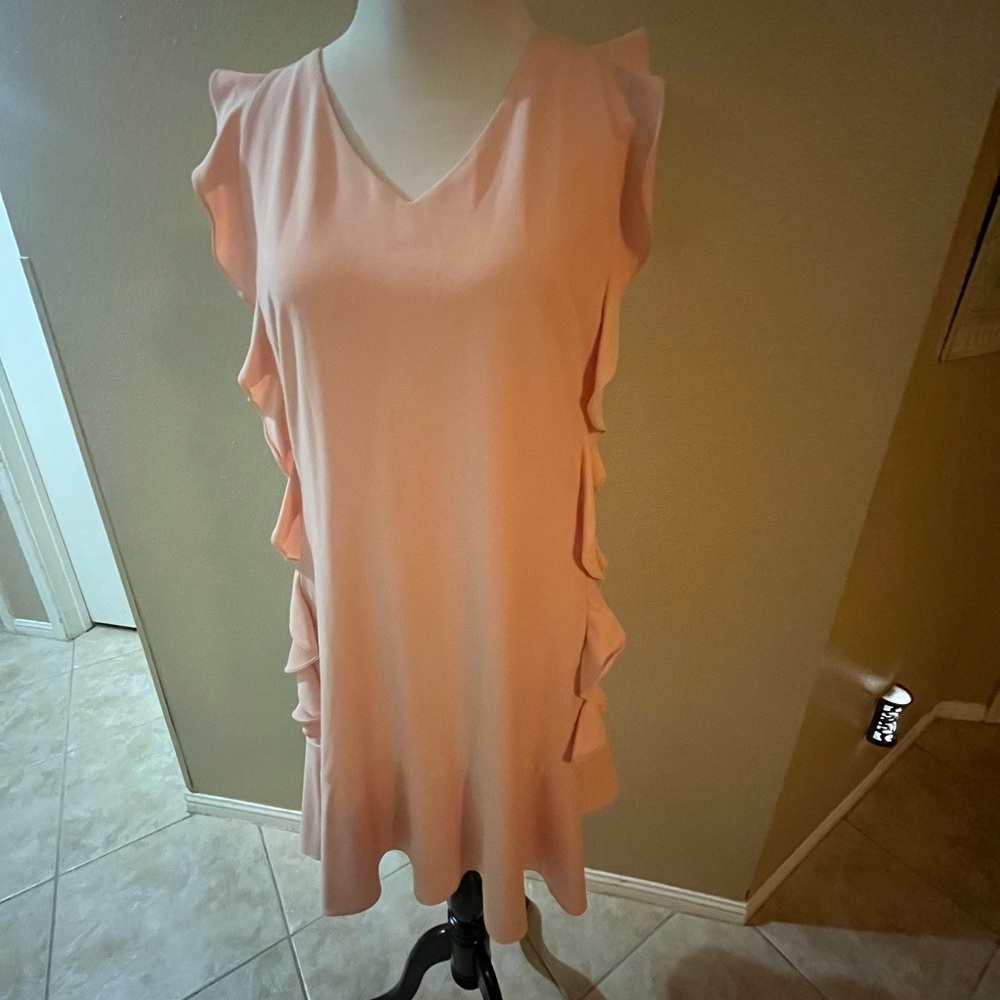 Leslie Fay Peach Ruffle Mini Dress